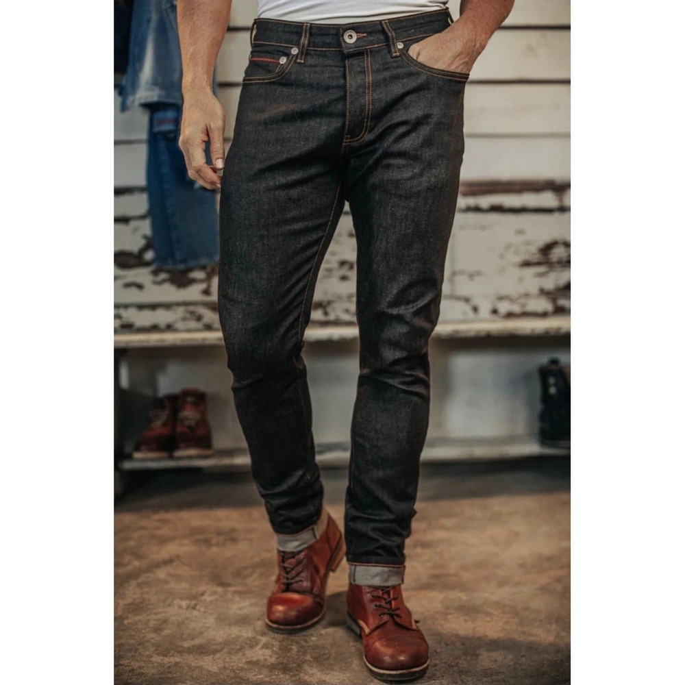& Sons Brandon Black Indigo Charcoal Denim Slim Leg Jeans Men Size 34x32